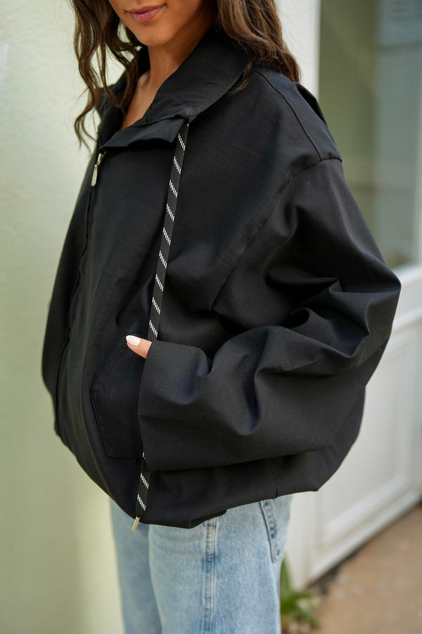 Black Funnel Neck Jacket