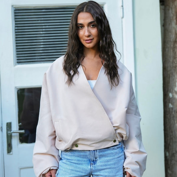 Beige Bomber Jacket