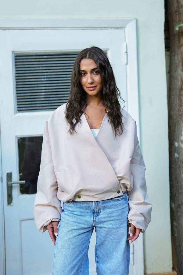 Beige Bomber Jacket