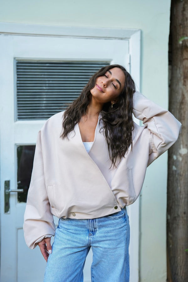 Beige Bomber Jacket