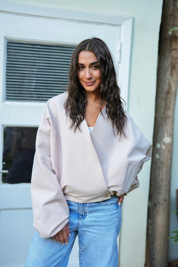 Beige Bomber Jacket