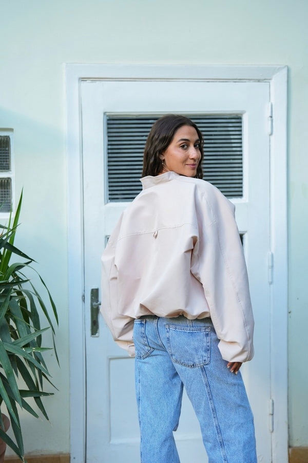 Beige Bomber Jacket