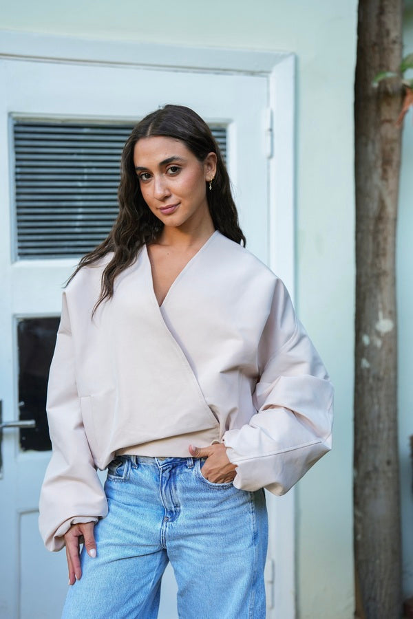 Beige Bomber Jacket