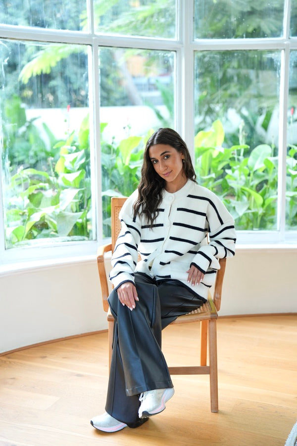 Striped White Cardigan