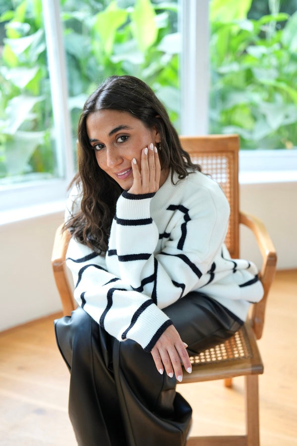 Striped White Cardigan