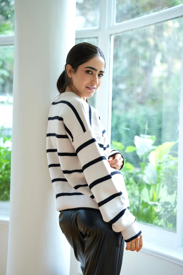 Striped Beige Cardigan