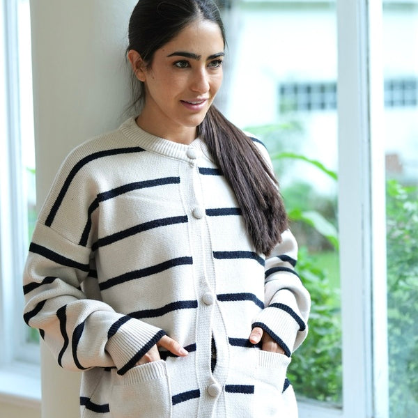 Striped Beige Cardigan