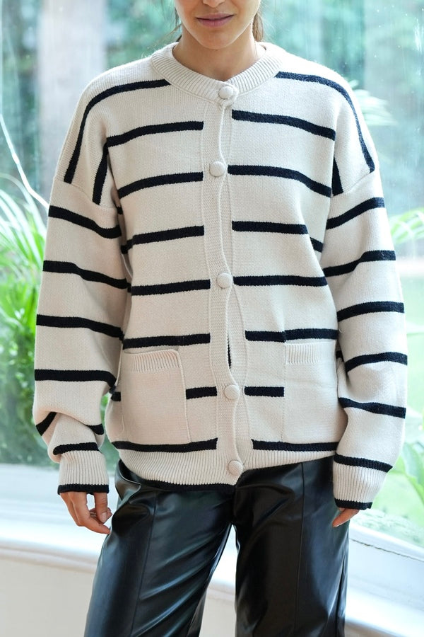 Striped Beige Cardigan