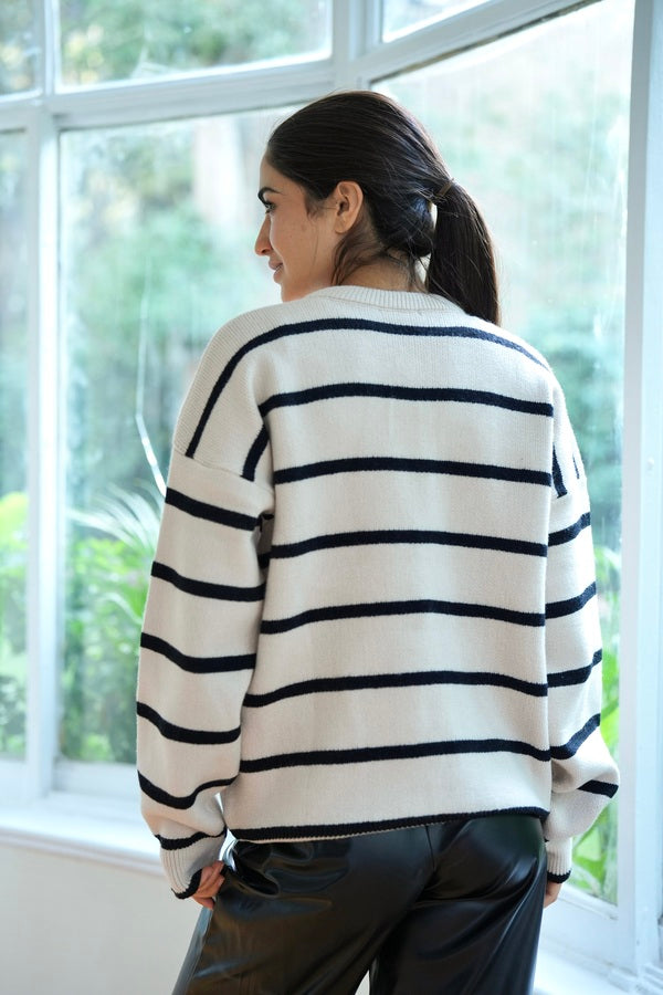 Striped Beige Cardigan