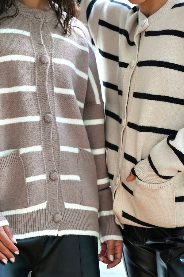 Striped Beige Cardigan