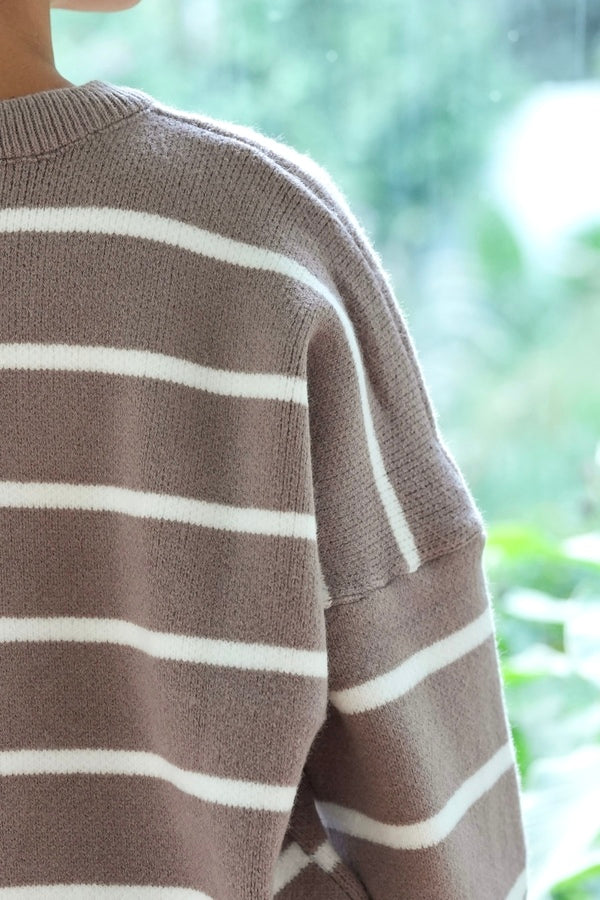 Striped Coffee Brown Cardigan