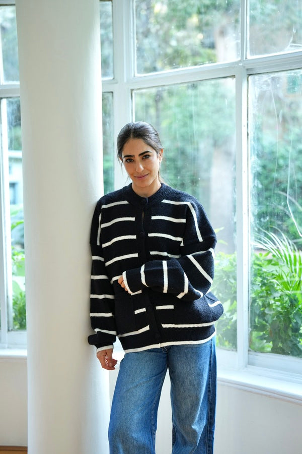 Striped Black Cardigan