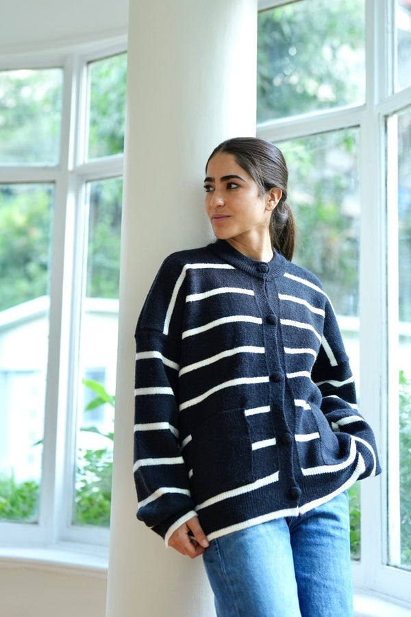 Striped Black Cardigan