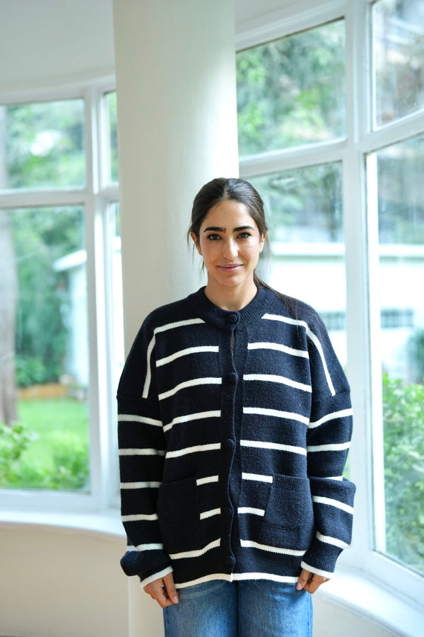 Striped Black Cardigan