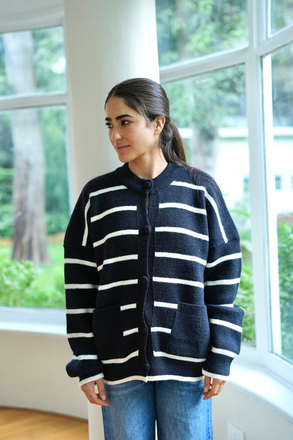 Striped Black Cardigan