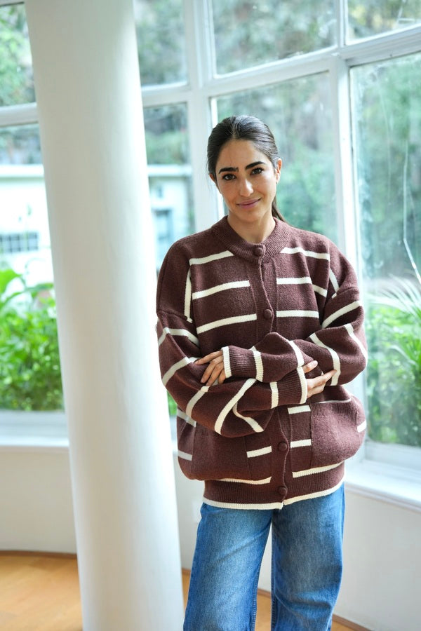 Striped Brown Cardigan