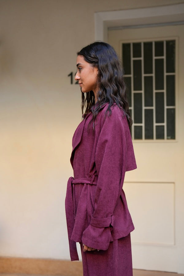 Suede Jacket In Burgundy