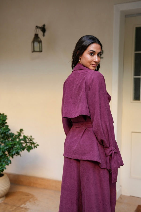 Suede Jacket In Burgundy