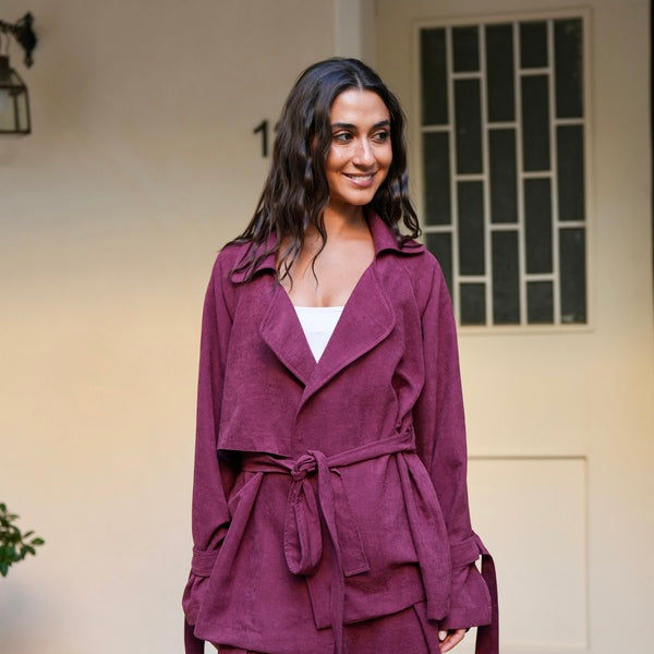 Suede Jacket In Burgundy