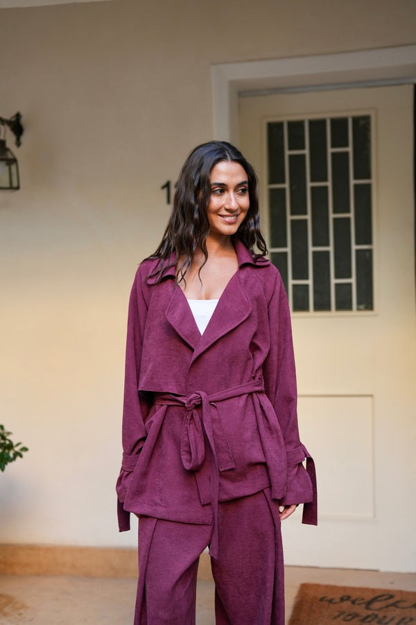 Suede Jacket In Burgundy