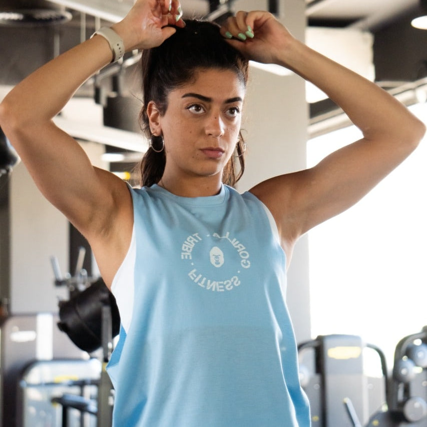 Open tank top in light blue