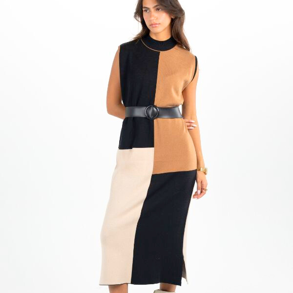 Knitted Midi Dress In Black