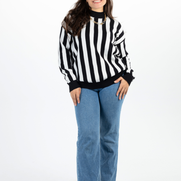 Striped Sweater In Black & White