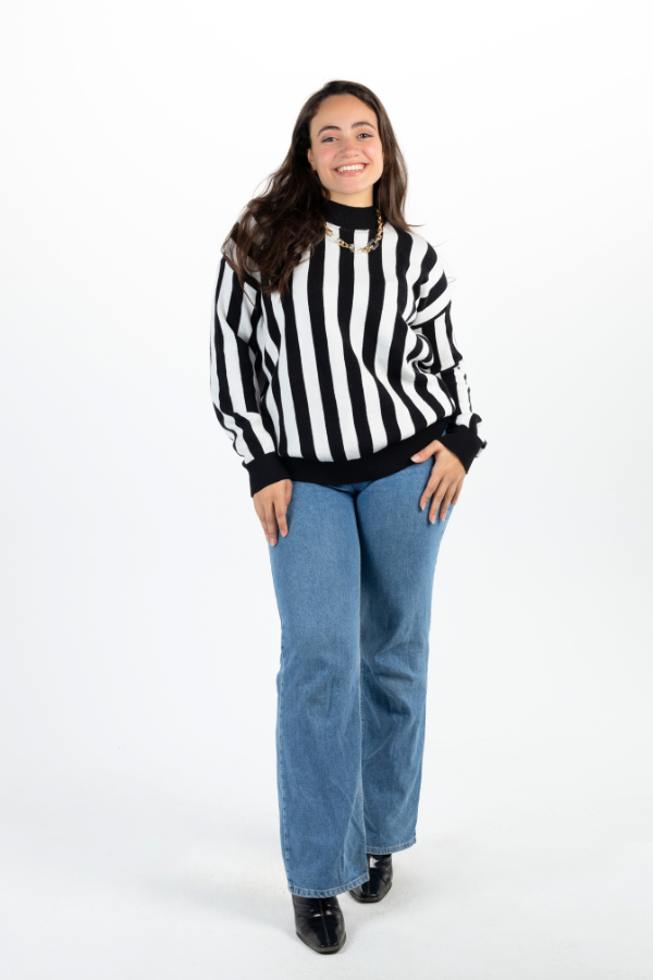 Striped Sweater In Black & White