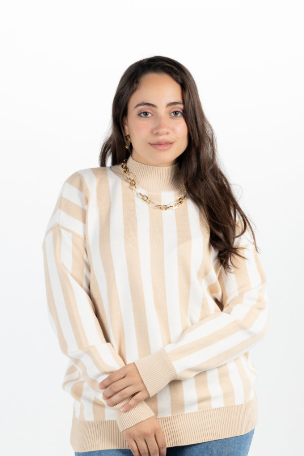 Striped Sweater In Beige & White