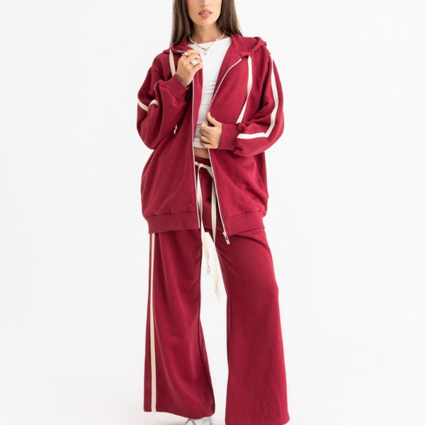 Casual Oversized Burgundy Set