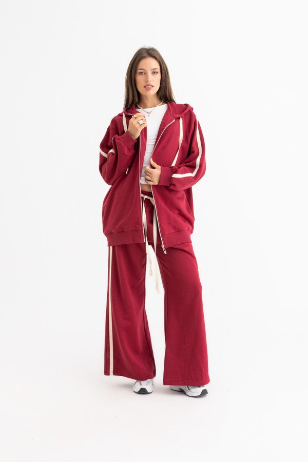 Casual Oversized Burgundy Set
