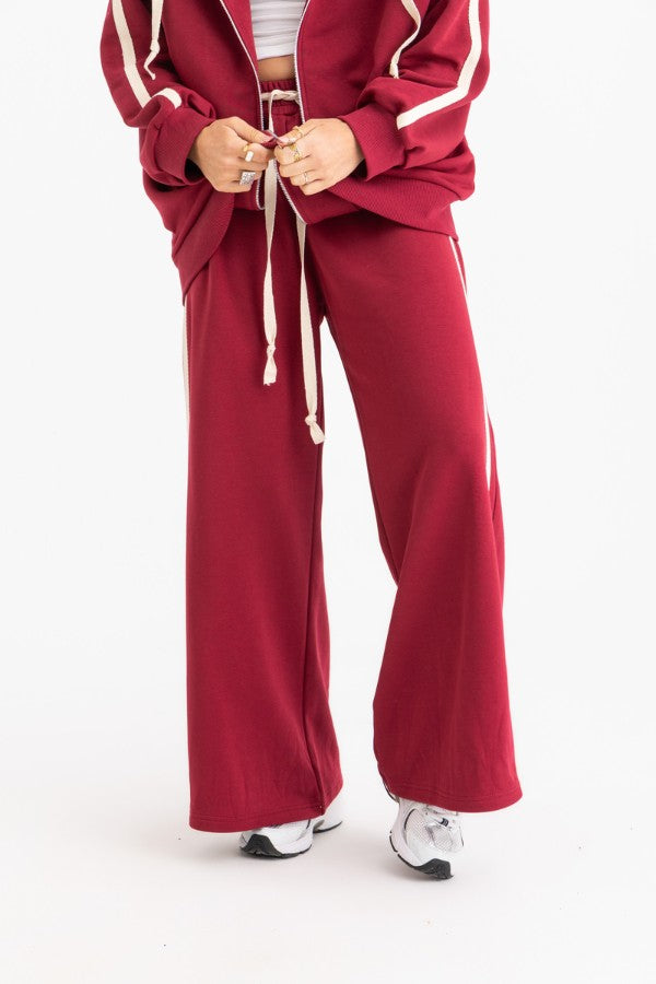 Casual Oversized Burgundy Set