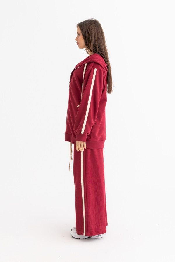 Casual Oversized Burgundy Set