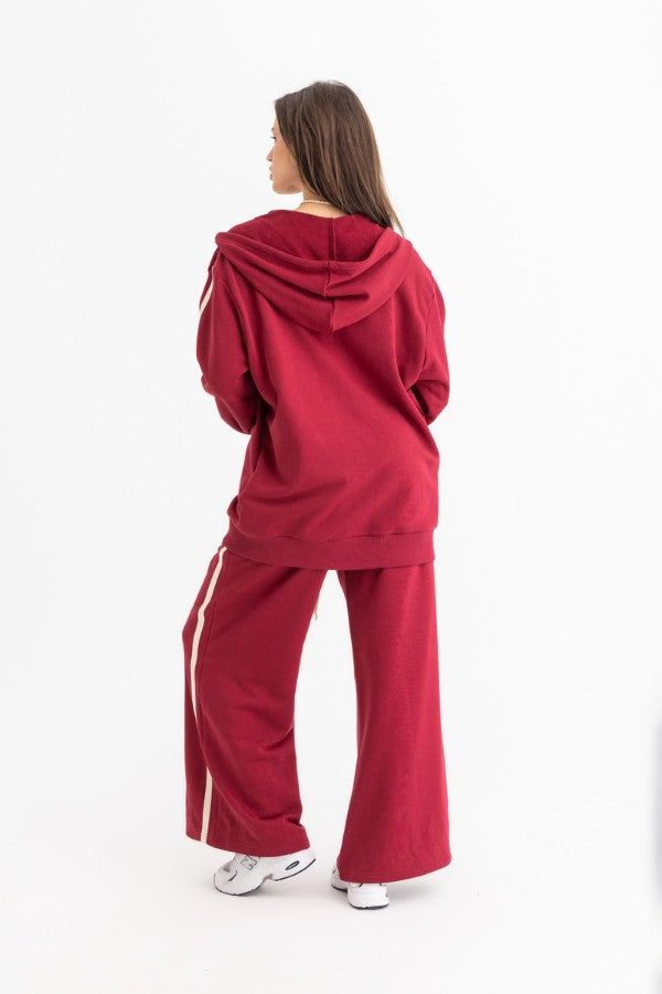 Casual Oversized Burgundy Set