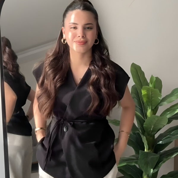 Wrap Oversized Black Vest