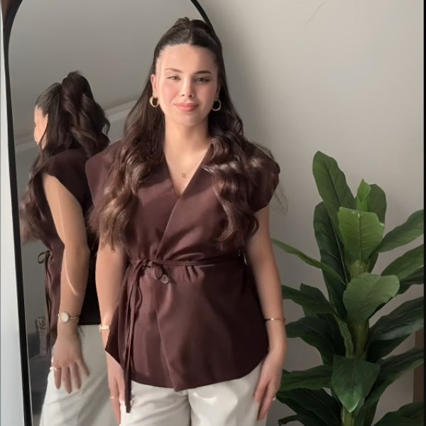 Wrap Oversized Brown Vest