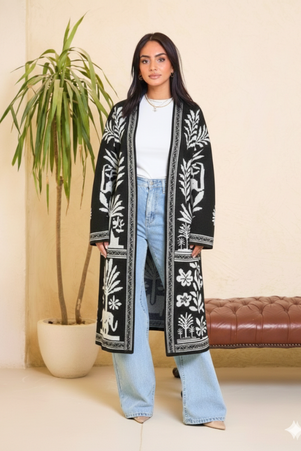 Tropical Black Kimono