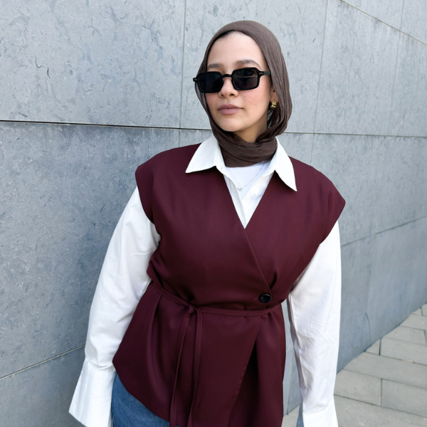 Wrap Oversized Burgundy Vest