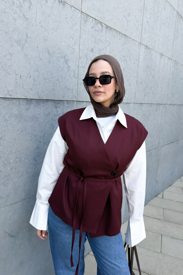 Wrap Oversized Burgundy Vest