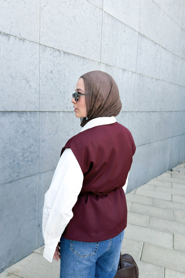 Wrap Oversized Burgundy Vest
