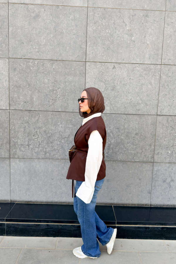Wrap Oversized Brown Vest