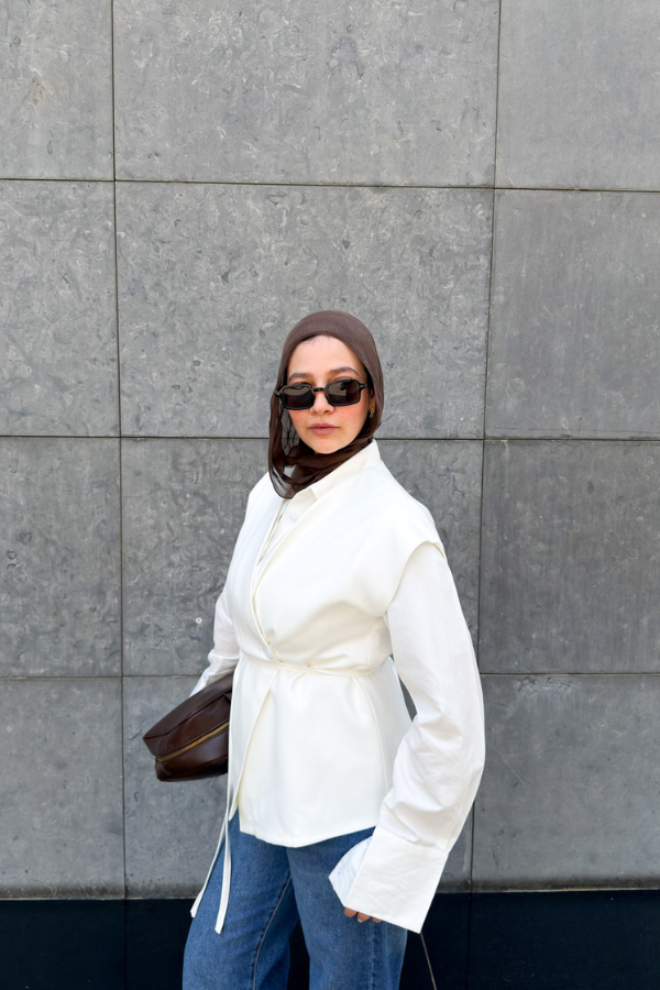 Wrap Oversized White Vest