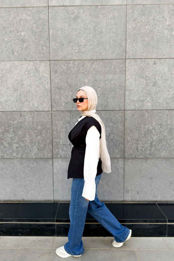 Wrap Oversized Black Vest