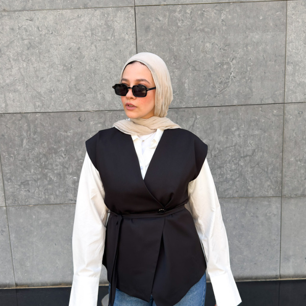 Wrap Oversized Black Vest
