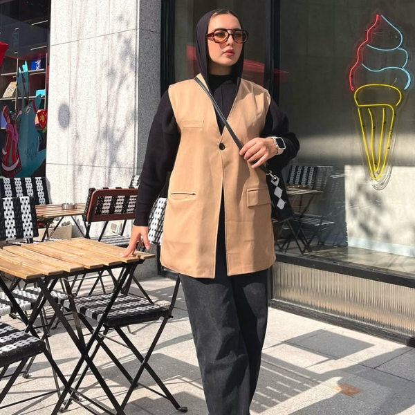 Classic Oversized Brown Vest