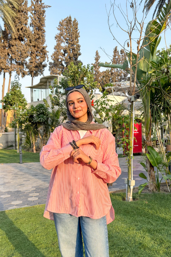 Oversized Striped Shirt In Red