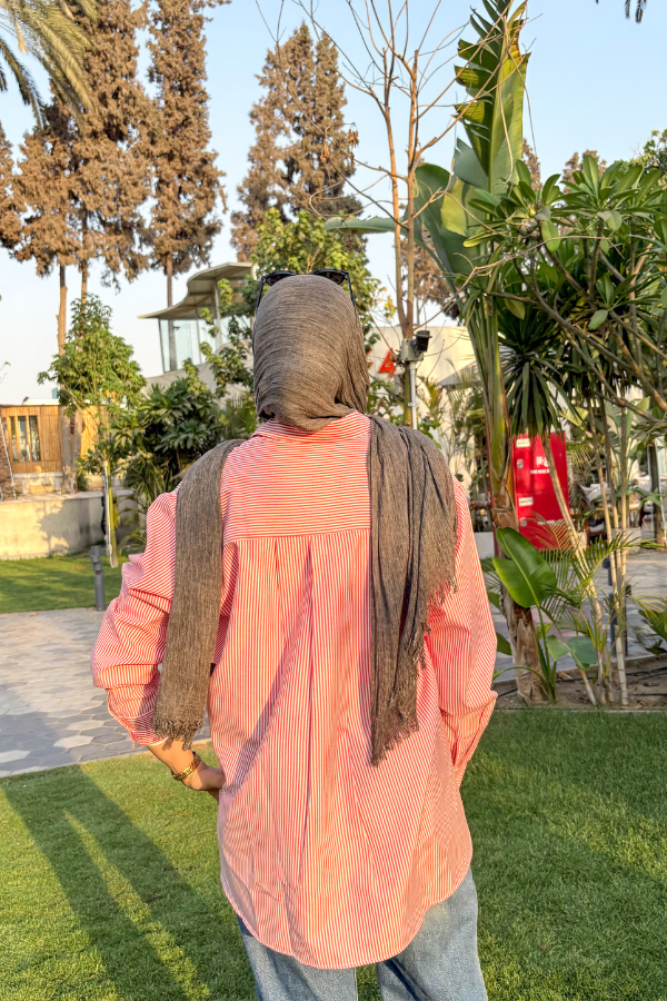 Oversized Striped Shirt In Red