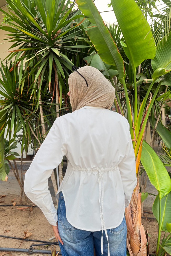 Tie Back Detail Shirt In White