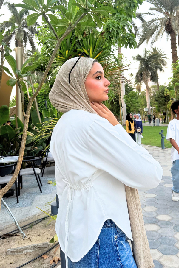 Tie Back Detail Shirt In White