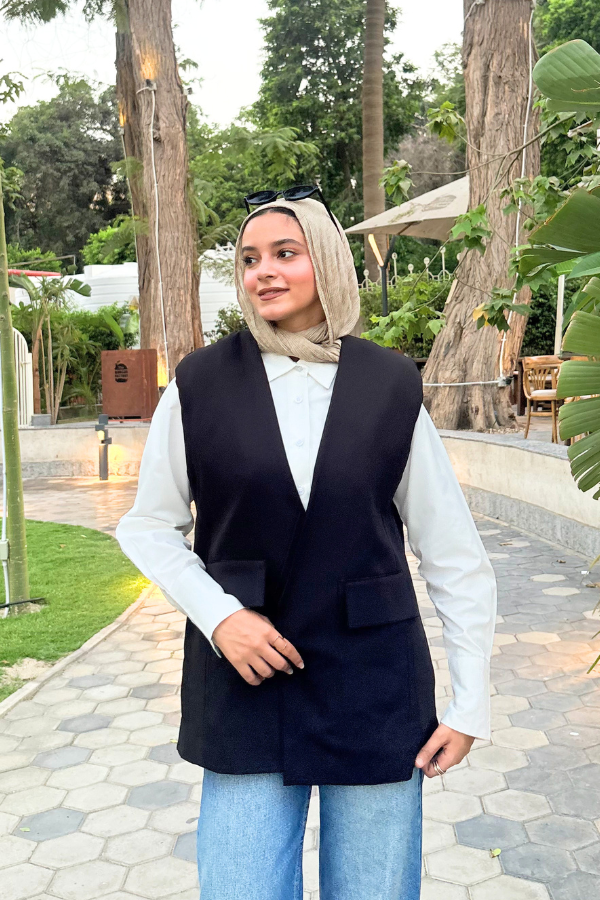 Classic Oversized Vest In Black